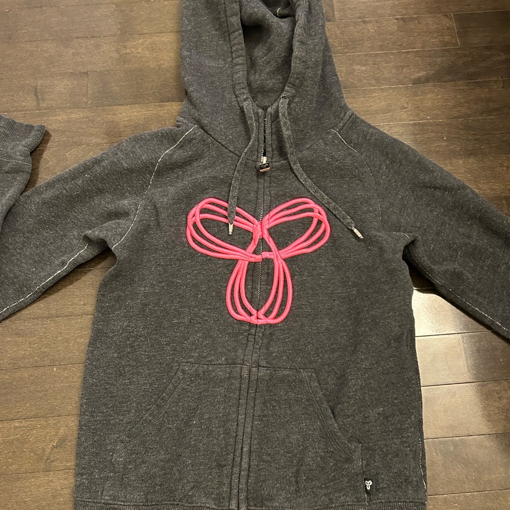 Aritzia TNA Logo Gray and Pink Hoodie XXS